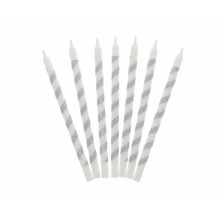 Birthday candles Twister, glitter silver, 16 pcs