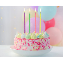 Candles, neon mix, 13.5x0.4 cm, 10 pcs