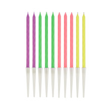 Candles, neon mix, 13.5x0.4 cm, 10 pcs