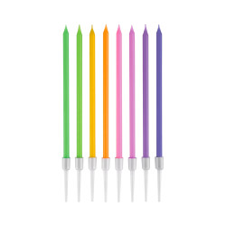 Candles, pastel mix, 11.5x0.31 cm, 8 pcs