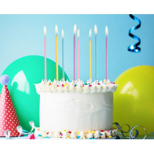 Candles, macaron mix, 14x0.31 cm, 8 pcs