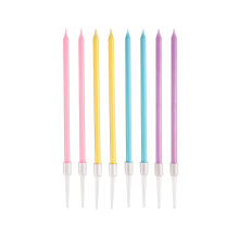 Candles, macaron mix, 14x0.31 cm, 8 pcs