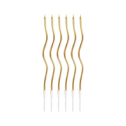 swirl metallic candles, gold, 16 cm, 6 pcs