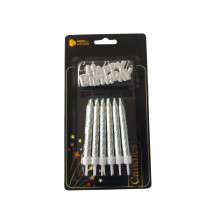 Silver Candles with Birthday topper 12 count