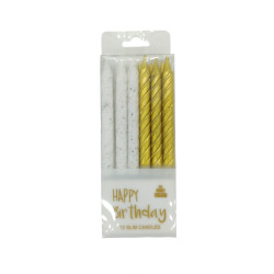 Mix Gold-White Candles 12 count