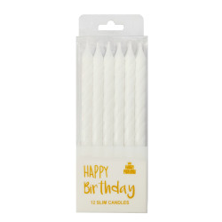 Birthday candles, spiral shape 12/12, white