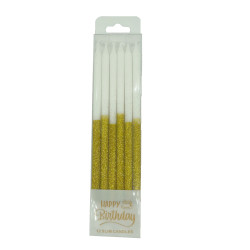 Half Glitter Candle - Gold 12 count