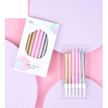 Popular pink, gold, silver assortment Cake candles 6 Pcs