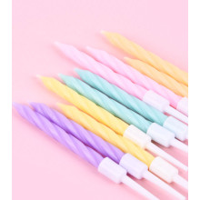 colorful stripe rainbow brights birthday Candles 10 Pcs
