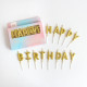 Happy Birthday Pick Candle- Metallic Gold