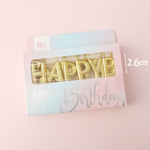 Happy Birthday Pick Candle- Metallic Gold