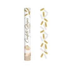 Confetti Cannon Gold and white paper stripes - 40cm Confetti Cannon Gold and white paper stripes - 40cm