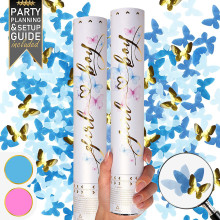 Confetti Cannon Blue Butterfly paper Party Poppers 40 cm