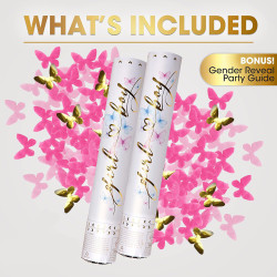 Confetti Cannon Pink Butterfly paper Party Poppers 40 cm