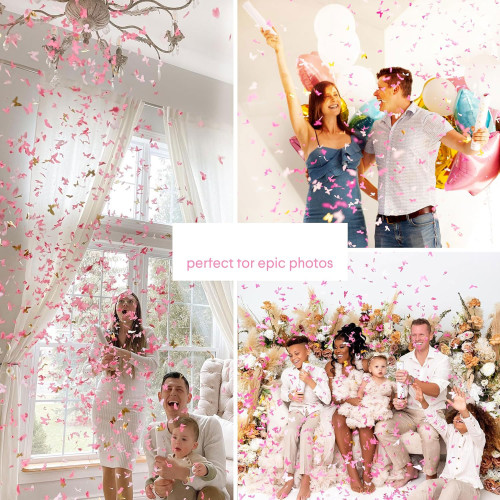Confetti Cannon Pink Butterfly paper Party Poppers 40 cm