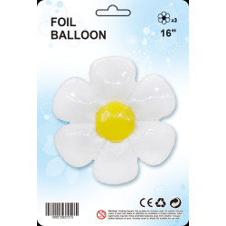 16 inch White daisy balloons 3/pack