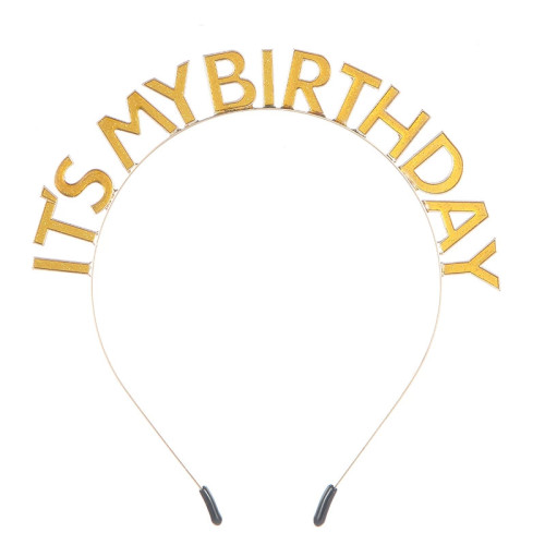 طوق رأس من ذهبي مزين بزيت "عيد ميلادي