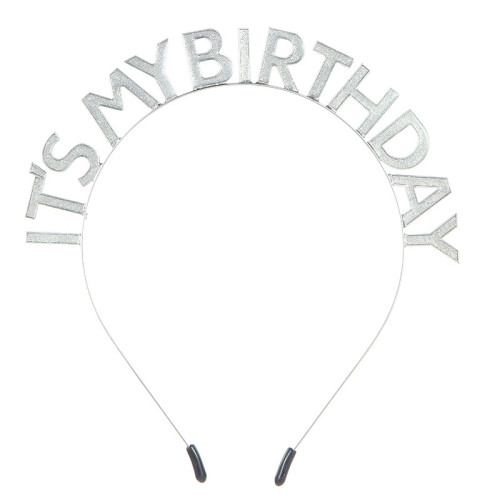 طوق رأس فضي مزين بزيت "عيد ميلادي"