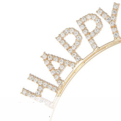 Gold Party Headband and Sash "HAPPY BIRTHDAY" - Gold Sash and black text