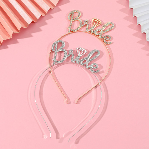 طوق رأس ذهبي برايد مرصع بالكريستال