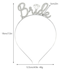 silver Party Headband "Bride" with Crystal