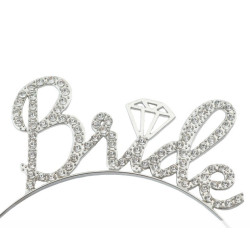 silver Party Headband "Bride" with Crystal