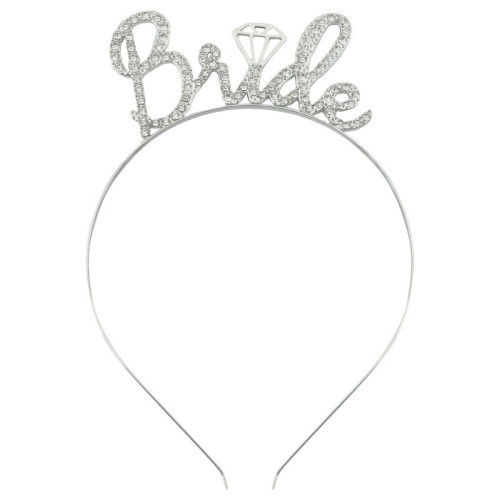 silver headband Bride with Crystal