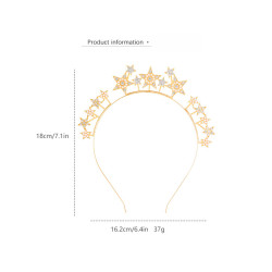 Gold Party Headband with diamond five-pointed star festival celebration hair accessories crown