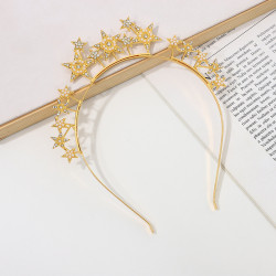 Gold Party Headband with diamond five-pointed star festival celebration hair accessories crown