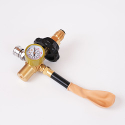 Helium Tank Regulator - Hand-Tight Connector & Gauge and 2M hose - Balloon Inflation (3 month Warranty) 