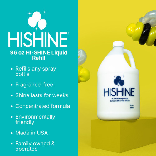 Hi-Shine 96 Ounce - 2.84 Liter Hi Sprayer Balloon Shine Solution Hi-Shine 96 Ounce - 2.84 Liter Hi Sprayer Balloon Shine Solution