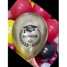 printed balloon class of year graduation gold Chrome 12 inch 30 count