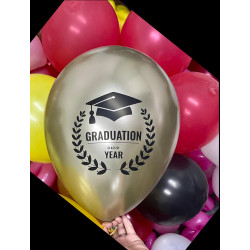 printed balloon class of year graduation gold Chrome 12 inch 30 count