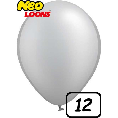 12 inch Latex Balloon metallic Sliver 100 count