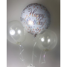 18 inch Sparkling Fizz Birthday White & Rose Gold Holographic balloon