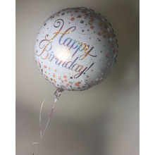 18 inch Sparkling Fizz Birthday White & Rose Gold Holographic balloon