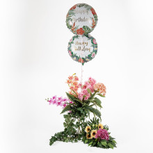 18 inch Tropical Happy Birthday White balloon 18 inch Tropical Happy Birthday White balloon