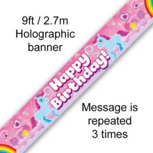 9ft Banner Happy Birthday Princess Holographic - Everyday Banners - View #7