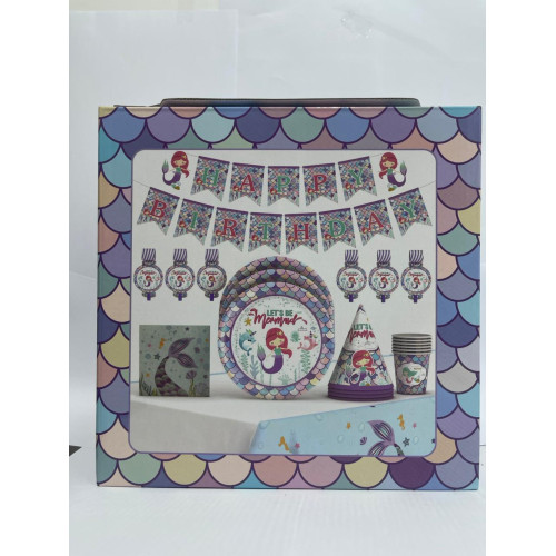 طقم حفلات شخصيات حورية البحر اطفال (32 قطعة)