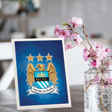 لوحة اهداء بشعار مانشستر ستي لوحة اهداء بشعار مانشستر ستي