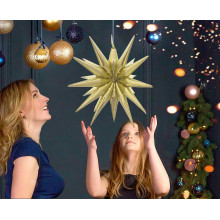 بالون نجمة ثري دي ذهبي ابيض 50*46 سم بالون نجمة ثري دي ذهبي ابيض 50*46 سم