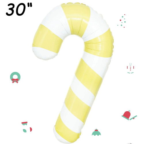 30 inch Yellow Candy Cane balloon